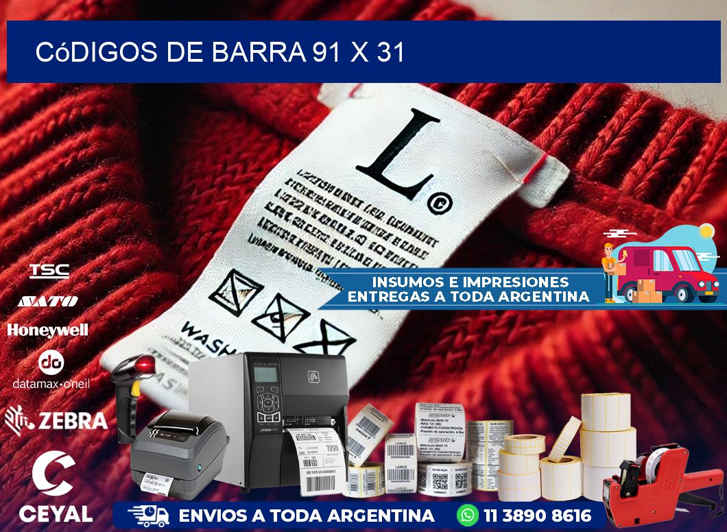 códigos de barra 91 x 31
