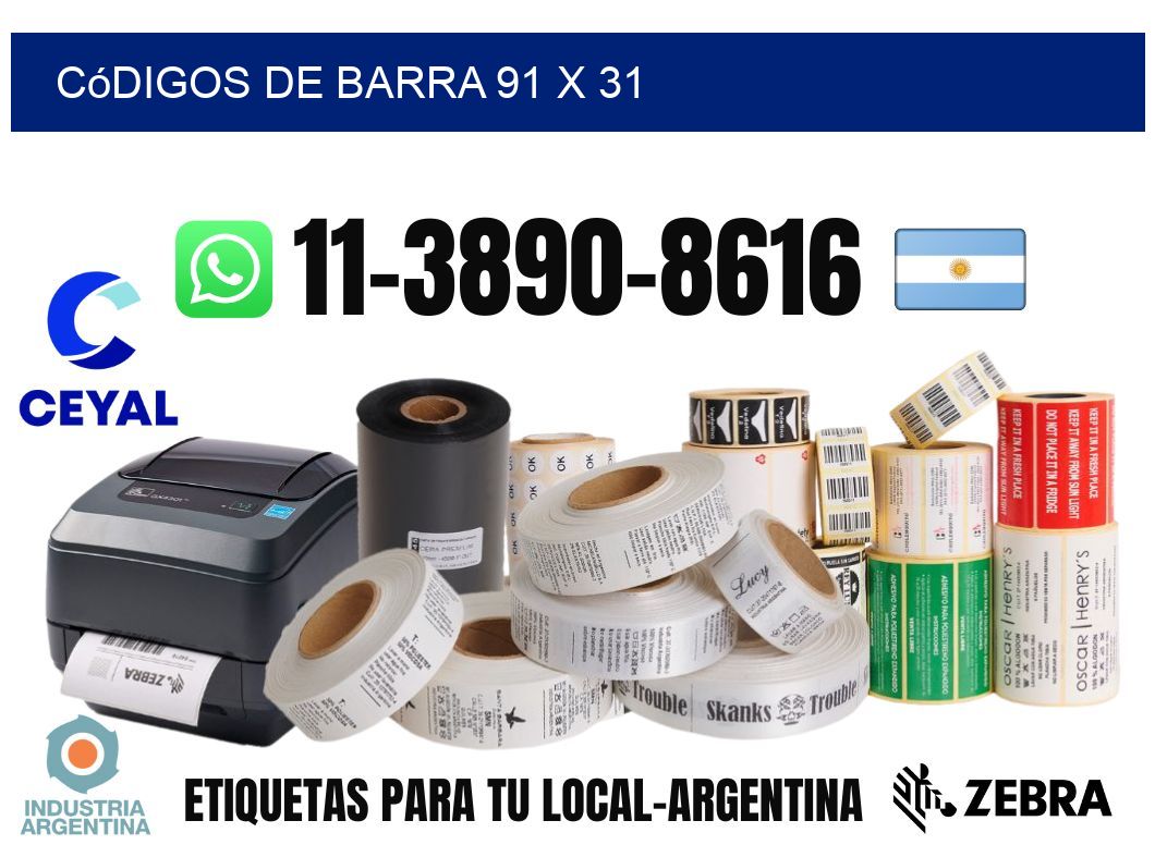 códigos de barra 91 x 31