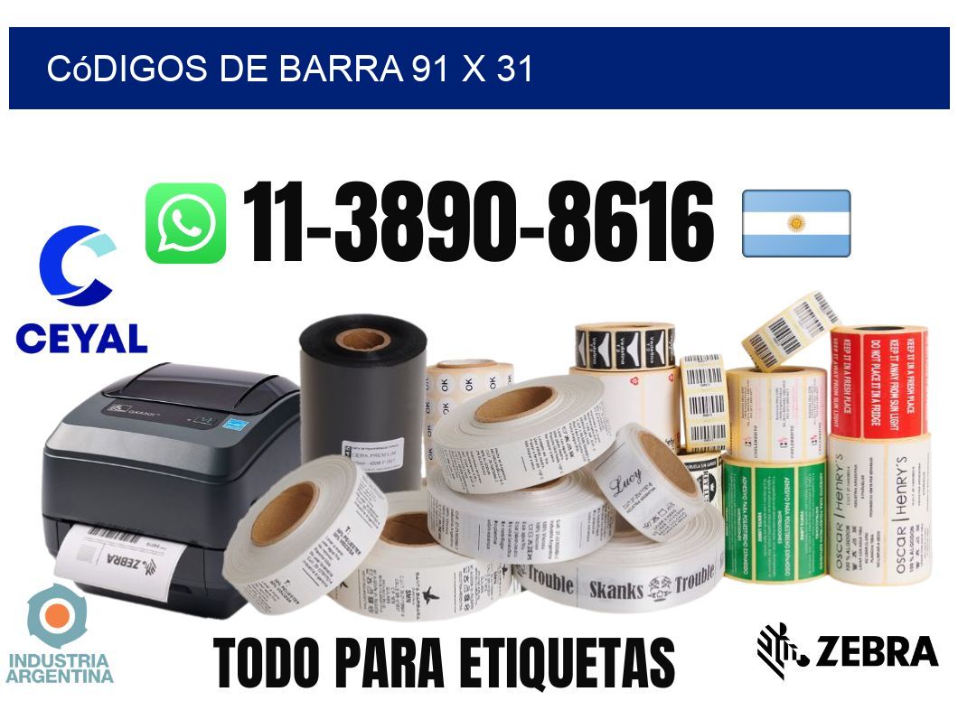códigos de barra 91 x 31