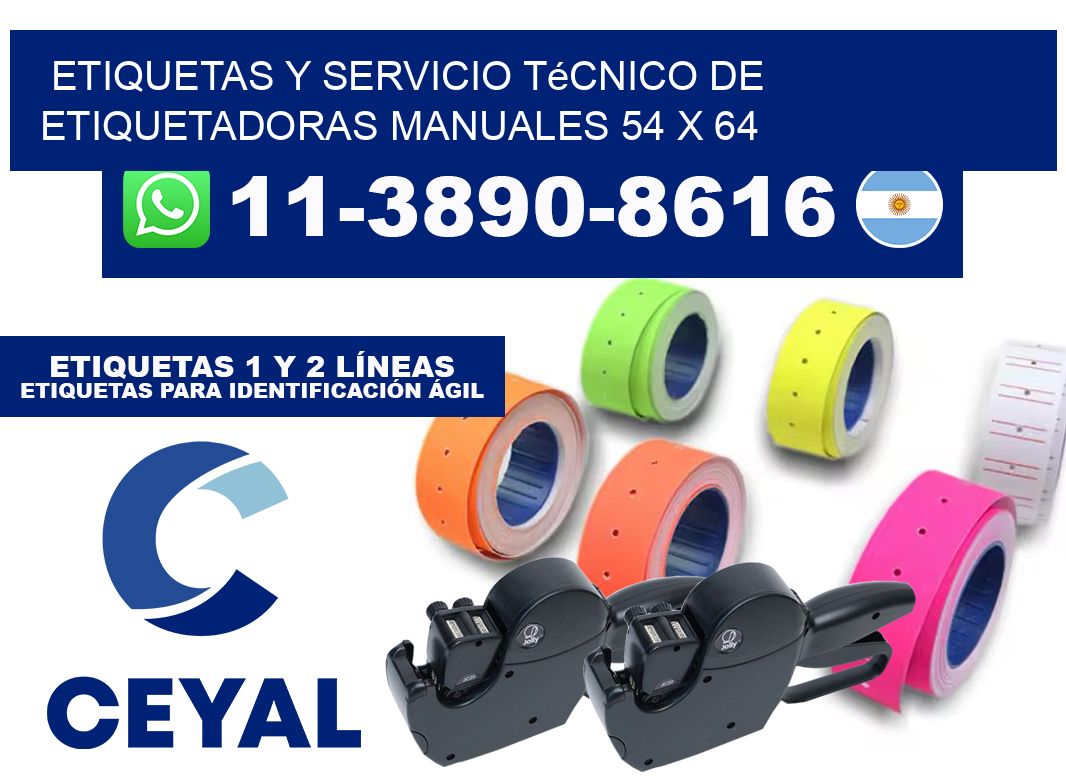 etiquetas y servicio técnico de etiquetadoras manuales 54 x 64