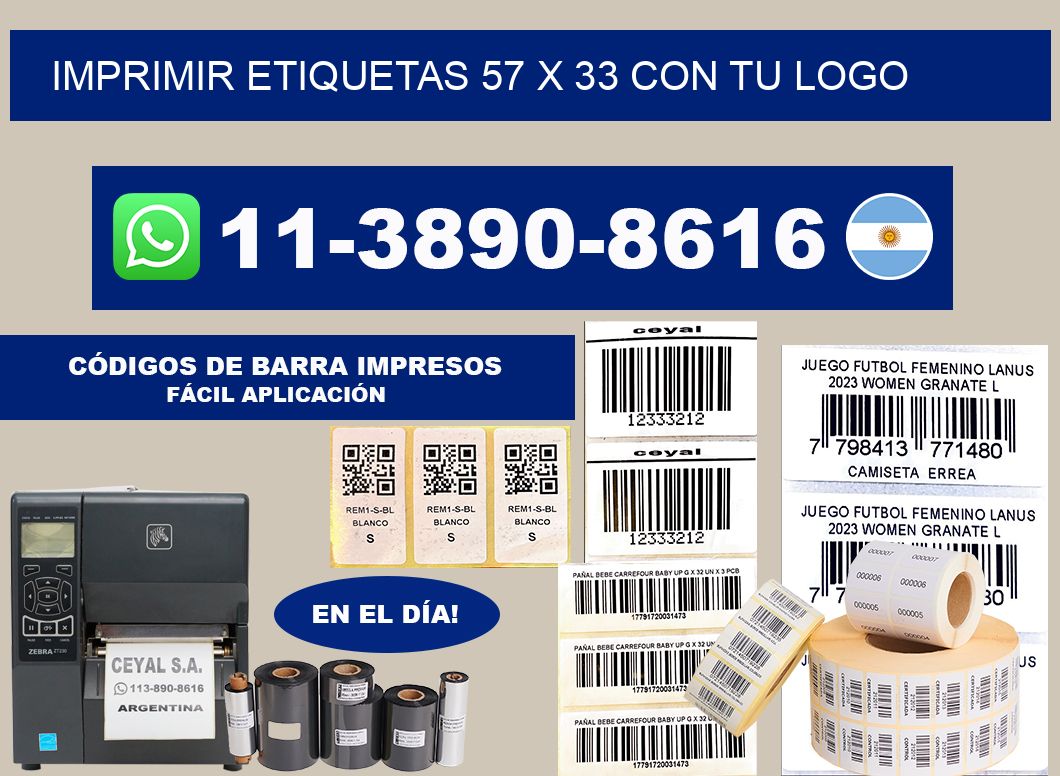 imprimir etiquetas 57 x 33 con tu logo