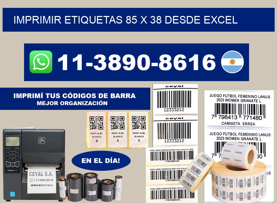 imprimir etiquetas 85 x 38 desde excel