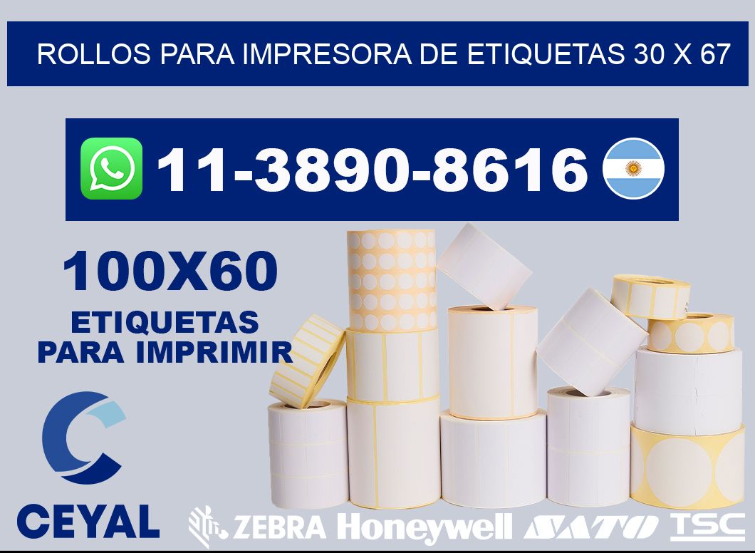 rollos para impresora de etiquetas 30 x 67