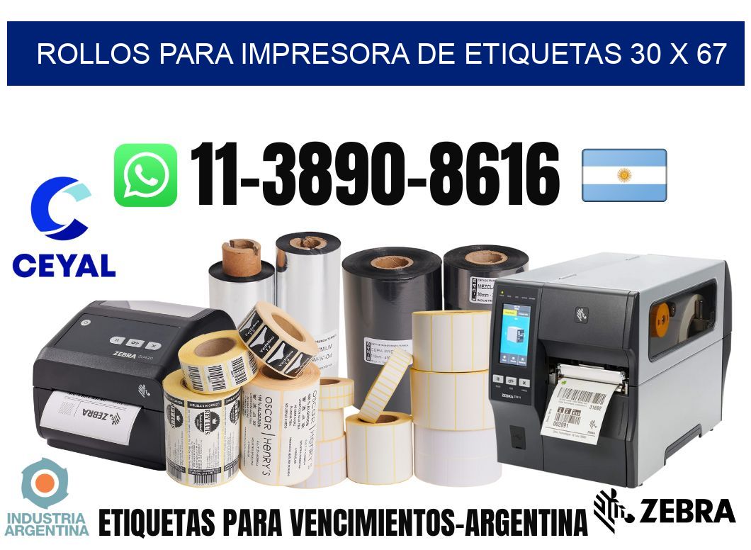 rollos para impresora de etiquetas 30 x 67