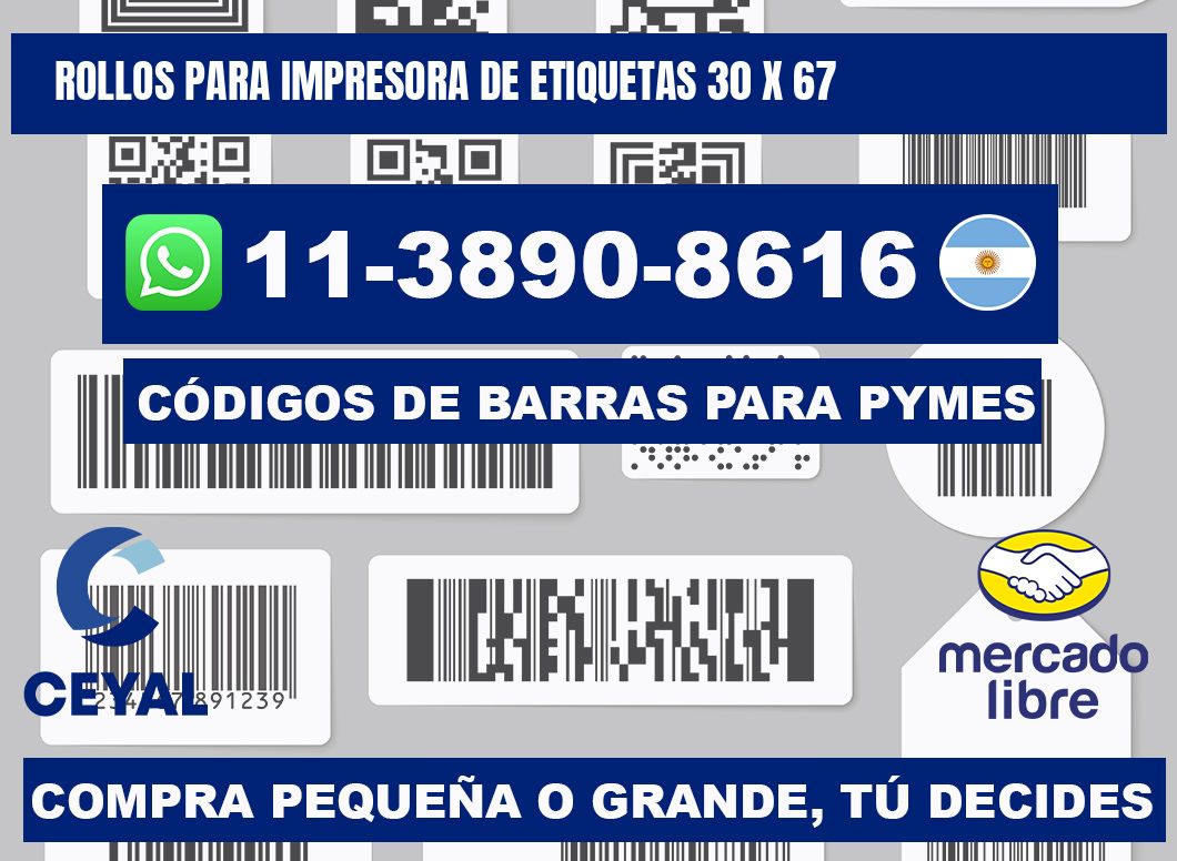 rollos para impresora de etiquetas 30 x 67