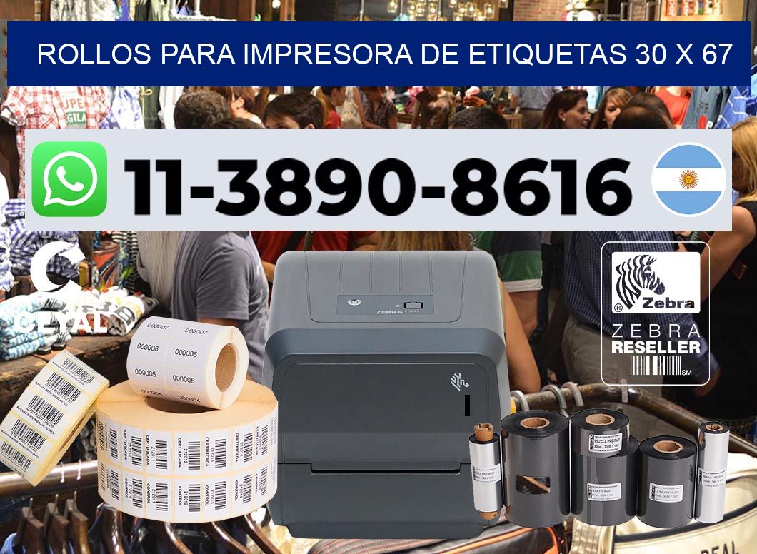rollos para impresora de etiquetas 30 x 67