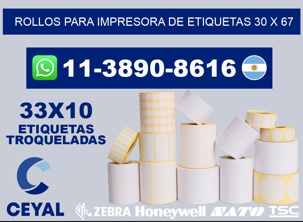 rollos para impresora de etiquetas 30 x 67
