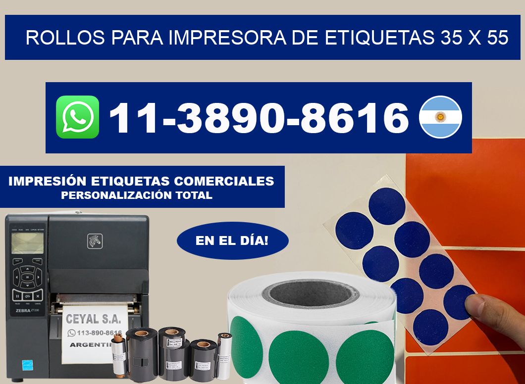 rollos para impresora de etiquetas 35 x 55