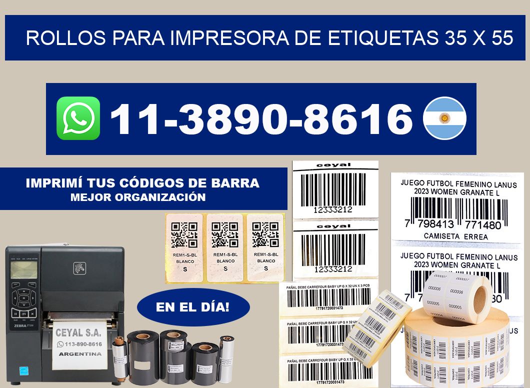 rollos para impresora de etiquetas 35 x 55