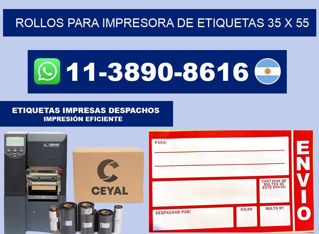 rollos para impresora de etiquetas 35 x 55