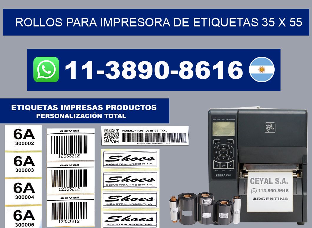 rollos para impresora de etiquetas 35 x 55