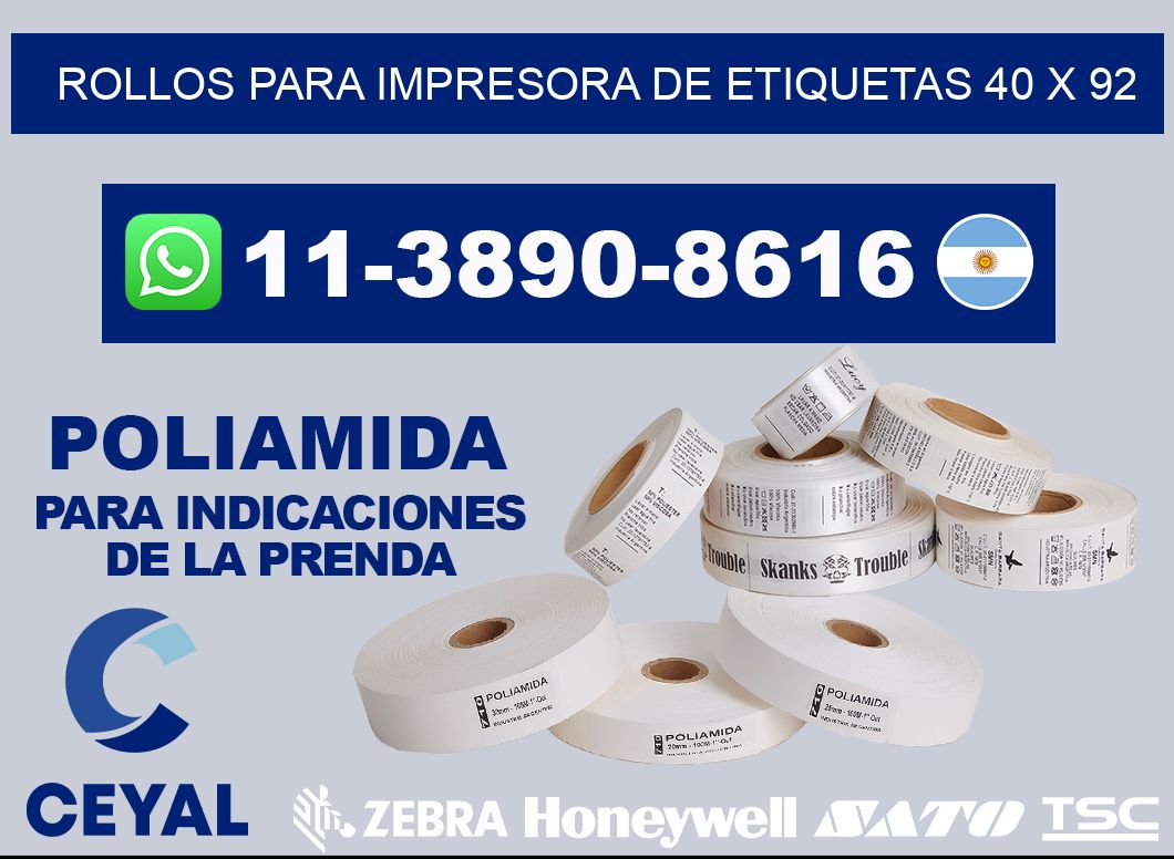 rollos para impresora de etiquetas 40 x 92