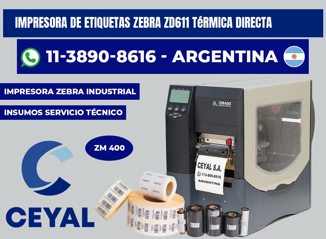 impresora de etiquetas zebra ZD611 térmica directa