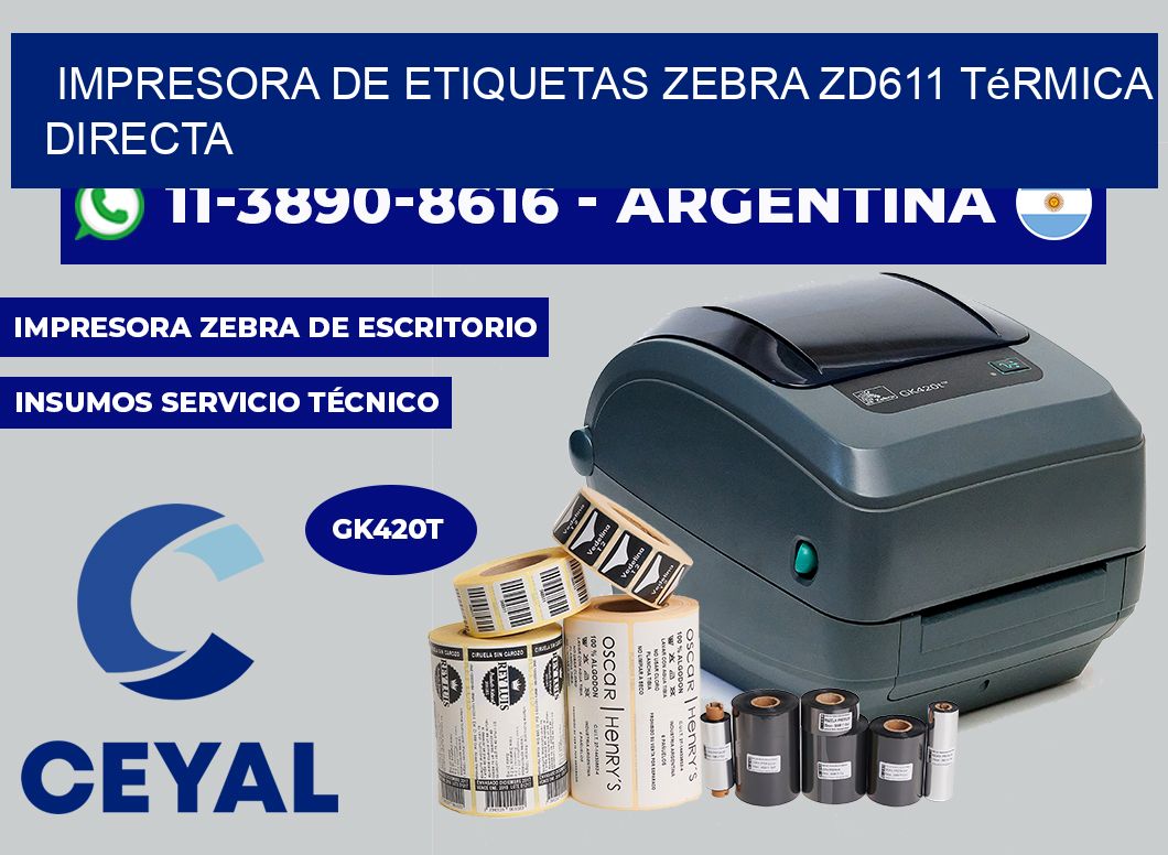 impresora de etiquetas zebra ZD611 térmica directa