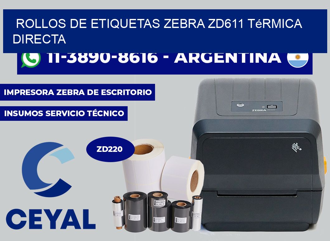 rollos de etiquetas zebra ZD611 térmica directa