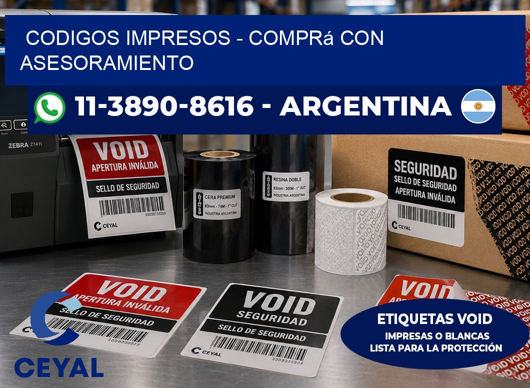 Codigos impresos - Comprá con asesoramiento