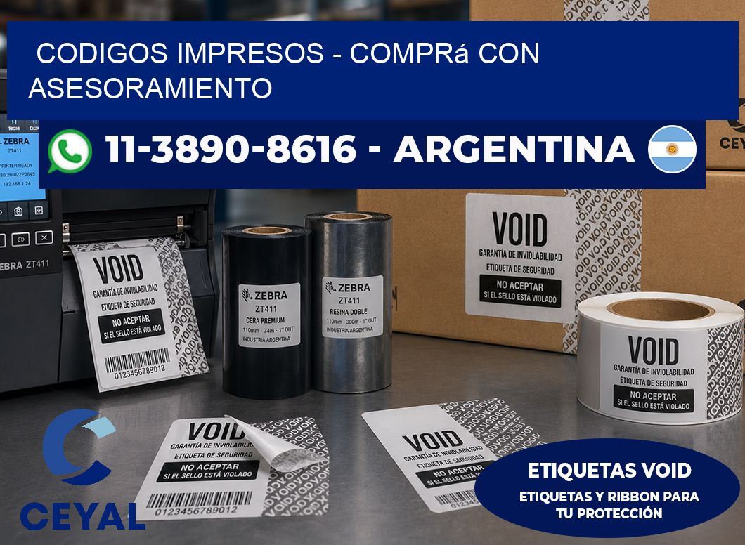 Codigos impresos - Comprá con asesoramiento