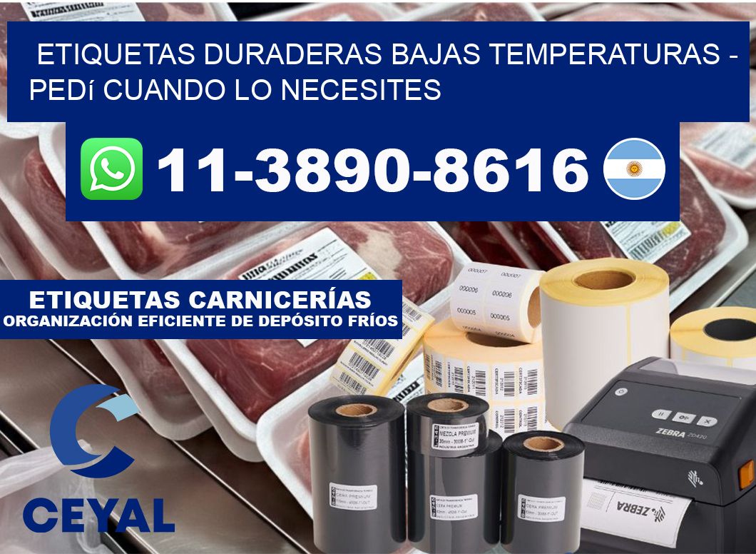ETIQUETAS DURADERAS BAJAS TEMPERATURAS - Pedí cuando lo necesites