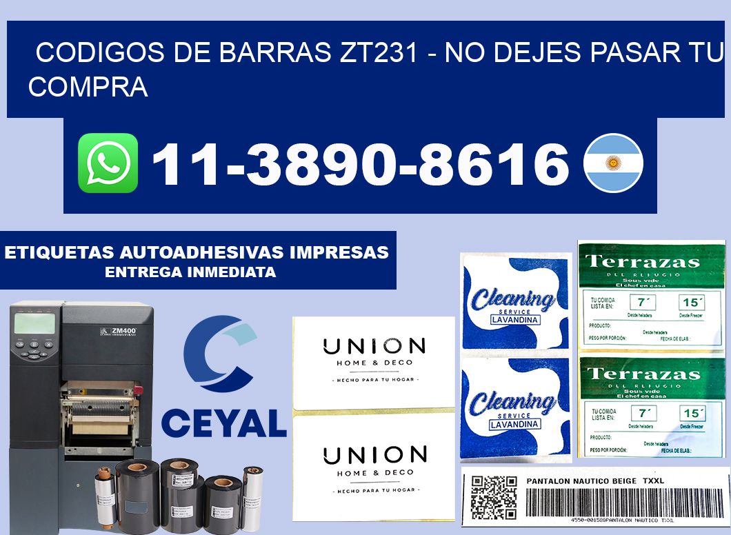 codigos de barras zt231 - No dejes pasar tu compra