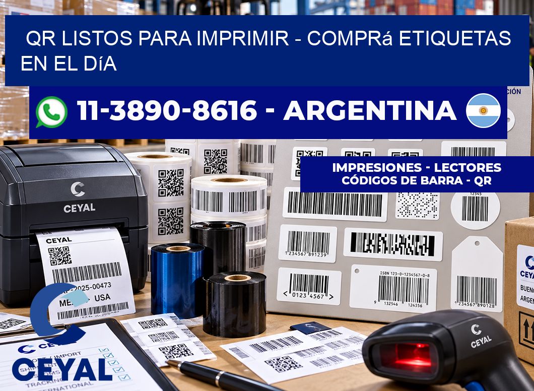 QR Listos para Imprimir - Comprá etiquetas en el día