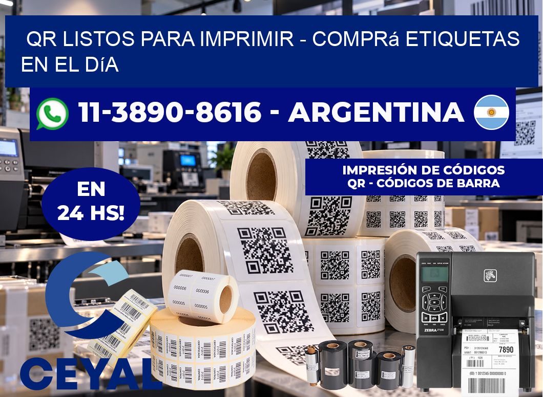 QR Listos para Imprimir - Comprá etiquetas en el día