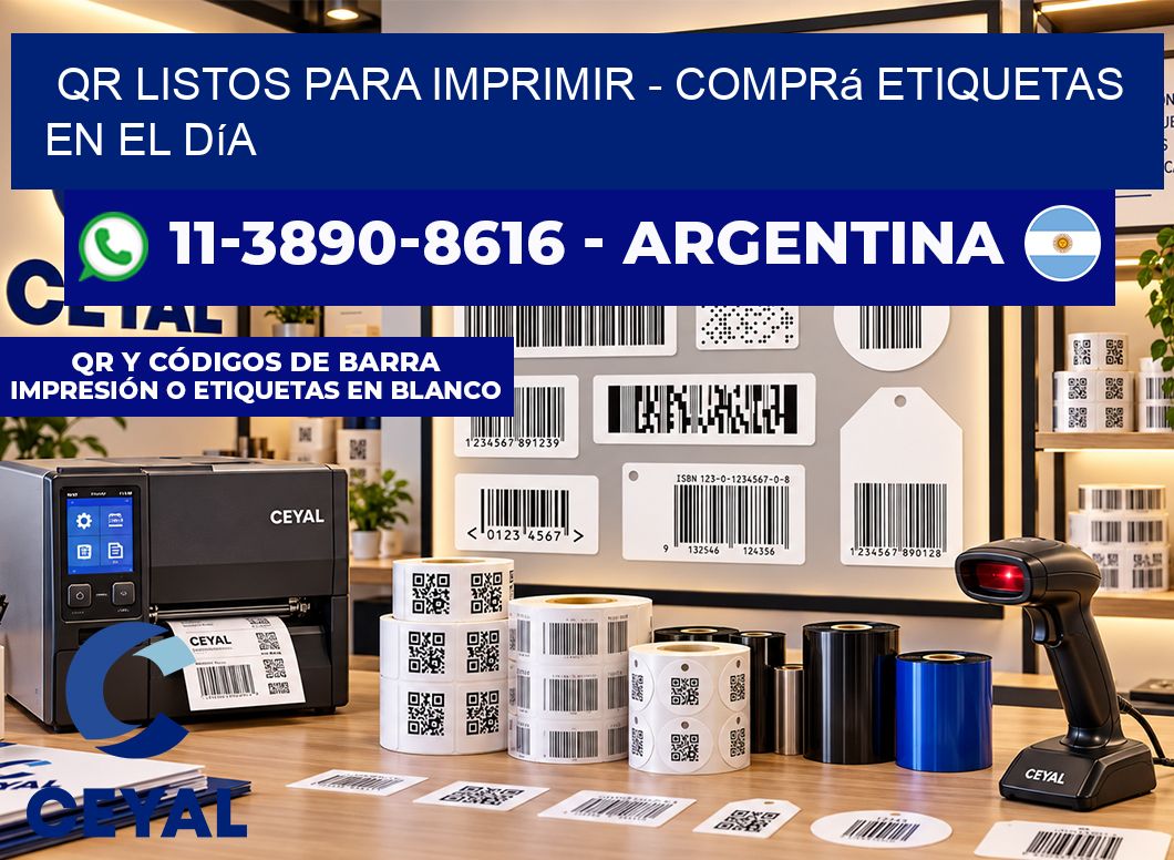 QR Listos para Imprimir - Comprá etiquetas en el día